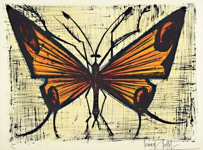 Bernard Buffet, 1928 Paris-1999 Tourtour, Le papillon orange, Farblithographie, handsigniert, num. 142/150, ca. 48x65cm, u.Gl., R.