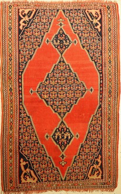 Bidjar Kelim Antik, Persien, um 1920, Wolleauf Wolle, ca. 220 x 140 cm, EHZ: 3-4