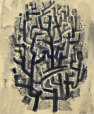 Friedrich Jossé, 1897 Wolfstein-1994 Speyer, Ohne Titel, lavierte Tuschezeichnung, rechts unten signiert, ca. 42x35cm, PP, u.Gl., R. ca. 60x47cm