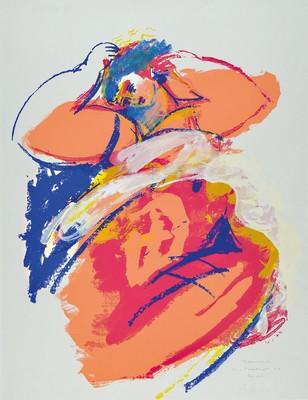 Christiane Maether, geb. 1941, Hambach, Farbserigraphie übermalt, signiert und dat. 94, num. 30/100, betitelt, ca. 64x49cm, PP, u.Gl., R. ca. ...