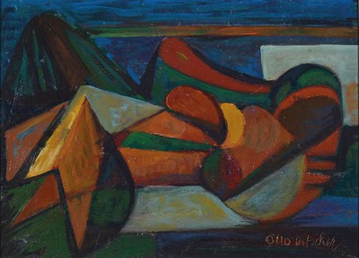 Otto Ditscher, 1903-1987 Neuhofen, Gaia-Mutter Erde, rückseitig so betitelt, Öl/Malkarton, rechts unten signiert, ca. 33x46cm, R.