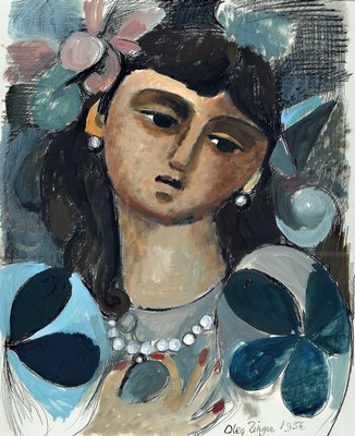 Oleg Zinger, 1910 Moskau-1998 Nimes, zwei Frauenporträts, Gouachen auf Papier, beide signiert und dat. 1956 bzw. 1958, je ca. 63x48cm/92x72cm, ...