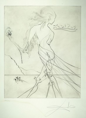 Salvador Dali, 1904-1989, Radierung, Hommage a Klimt 1974, 119/300 auf Rives, handsigniert, Blattmaß ca. 90 x 65 cm, Bildmaß ca. 59 x 49.5 cm, ...