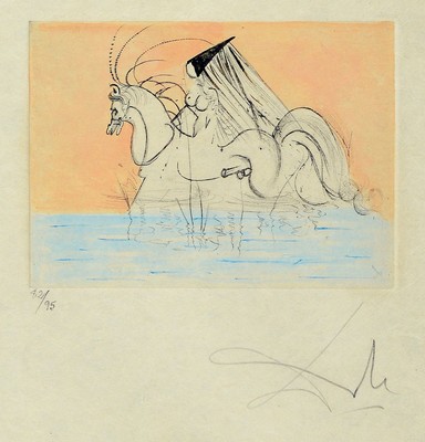 Salvador Dali, 1904-1989, petits nus de Ronsard, Radierung mit Kaltnadel von 1968, kolorierte Vignette auf Japanpapier, handsign., num. 82/95, Abb. ...