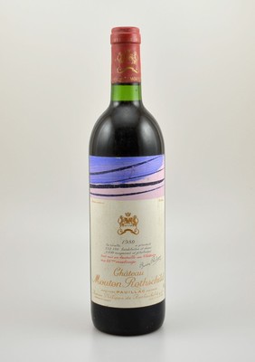 1 Flasche 1980 Chateau Mouton Rothschild, Pauillac, Premier Grand Cru Classe, ca. 75 cl., Füllstand: ca. into neck, unverkostet, Künstleretikett ...