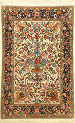 Esfahan fein, Persien, ca. 40 Jahre, Korkwole mit und auf Seide, ca. 174 x 111 cm, EHZ: 2