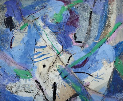 Emil Sorge, geb. 1957, ist ein deutscher Maler, "New York, Blau", triptychon, 2-teilig, je ca. 110x92 cm