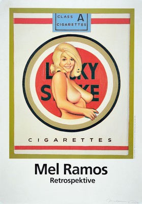 Mel Ramos, geb. 1935, Lucky Lulu Blonde, Offset-Lithografie, unter Glas gerahmt, gesamt ca. 89x65 cm