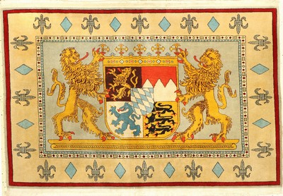 Wappen Teppich(Bayern Ludwig II ),Türkei, 50 Jahre, 126 x 83 cm,EHZ: 2