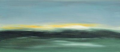 Kerstin Potthoff, zeitgenössische Künstlerin aus Ratingen, Blick aufs Meer, Öl/Lwd, rückseitig signiert und dat. 98, ca. 40x90cm, R.