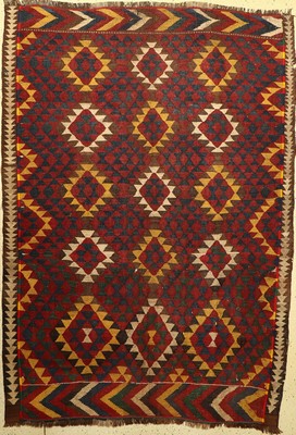 Uzbek Kelim antik, Uzbekistan, Ende 19.Jhd., Wolle auf Wolle, ca. 274 x 196 cm, EHZ: 5, Risse, Löcher