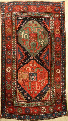 Chondzoresk Kazak antik, Kaukasus, um 1904 Datiert, Wolle auf Wolle, ca. 250 x 136 cm, EHZ: 3-4