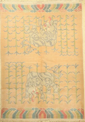 Nepal Tigerteppich, Nepal, ca. 40 Jahre, Wolle auf Baumwolle, ca. 234 x 170 cm, dekorativ, EHZ: 2