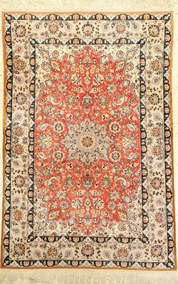 Esfahan fein, Persien, ca. 30 Jahre, Korkwolle auf Seide, ca. 163 x 107 cm, EHZ: 2-3