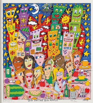 James Rizzi, 1950-2011, Big on the big Apple, 3D-Konstruktion, handsign., num. 95/350, dat. 1995, unter Glas gerahmt, Motiv ca. 21,5x20 cm , gesamt ...