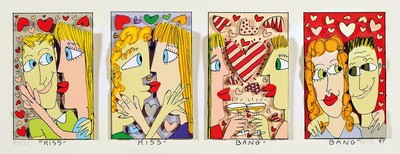 James Rizzi, 1930-2011, Kiss Kiss Bang Bang, 3D-Konstruktion, handsign., num. dat.97,unter Glas gerahmt, gesamt ca, 41x51 cm