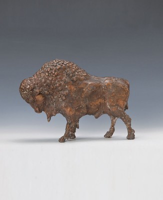 Hans Schröder, 1930-2010, Bildhauer und Maler aus Saarbrücken, hier Bison, Bronze, ca. 26 x 34 cm