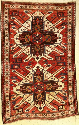 Tschelaberd antik, Adler Kasak, Kaukasus, um 1900, Wolle auf Wolle, ca. 240 x 155 cm, EHZ: 3-4