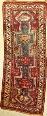 Yürük "Galerie" antik, Türkei, (Schildmuster), um 1890, Wolle auf Wolle, ca. 290 x 115 cm, EHZ: 4