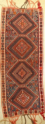 Kurdischer Kelim alt, Türkei, um 1940, Wolle auf Wolle, ca. 258 x 105 cm, EHZ: 2-3