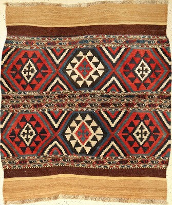 Schahsavan Mafrasch alt, Persien, Seitenteile, um 1900, Wolle auf Wolle, ca. 140x 120 cm, EHZ: 3-4
