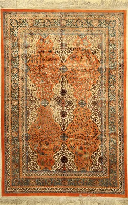 China mit Seide, China, ca. 40 Jahre, Korkwolle mit und auf Seide, ca. 273 x 178 cm,EHZ: 2