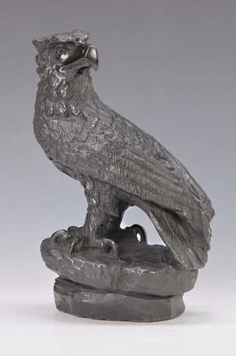 Ernest Mavhure, zeitgenössischer Künstler aus Zimbabwe, Eagle, Skulptur aus schwarzem Serpentin, signiert, H. ca. 29cm