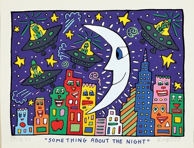 James Rizzi, geb. 1950 New York -2011, Something about the night, Farblithografie, links unten handsigniert, rechts nummeriert 518/999, ca. ...