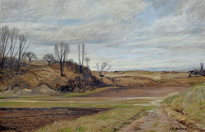 Werner Brand, geb. 1933, Teufelskanzel bei Jockgrim, Gouache auf Papier, rechts unten signiert, ca. 26.5x40.5cm
