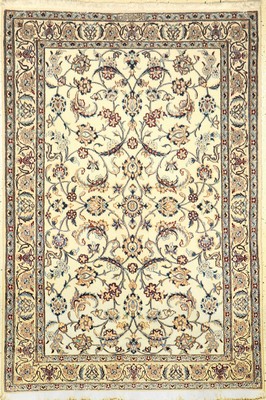 Feiner Nain (6LA) Signiert, Persien, ca. 30Jahre, Korkwolle mit Seide, ca. 142 x 96 cm, hochwertige Qualität, EHZ: 2
