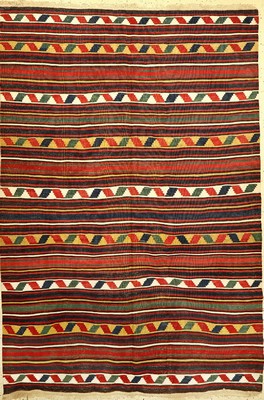 Kaukasischer Kelim antik, Kaukasus, Ende 19.Jhd., Wolle auf Wolle, ca. 260 x 175 cm, Naturfarbe, edel und dekorativ, EHZ: 2-3