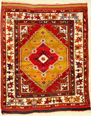 Anatolischer Teppich, Türkei, um 1940, Wolle auf Wolle, ca. 122 x 102 cm, EHZ: 2 (Dazgiri Design,gute Qualität.