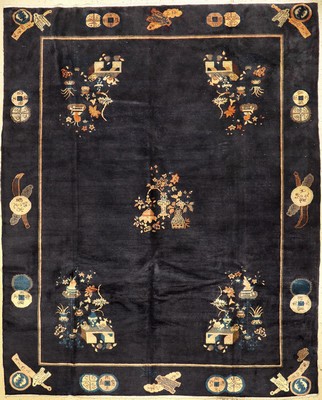 Peking antik, China, um 1900, Wolle auf Baumwolle, ca. 341 x 278 cm, dekorativ, Symbolornamentik, EHZ: 3