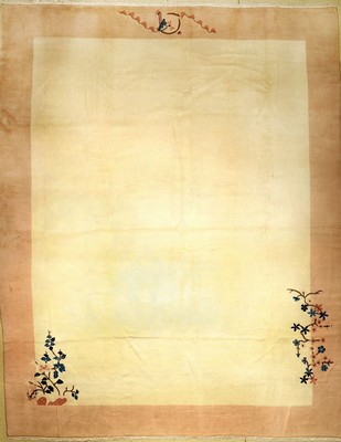 Großer Peking alt, China, ca. 50 Jahre, Wolle auf Baumwolle, ca. 436 x 345 cm, dekorativ, EHZ: 2-3 (Flecken)