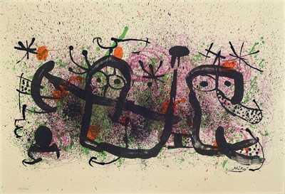 Joan Miro, 1893-1983, Farblithographie, num. 545/1000, ca. 35x52cm, u.Gl., R.