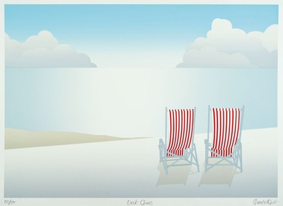 Quentin King, geb. 1957, 3 Farblithographien: Deck chairs, 128/175; Folding Chairs 207/225, Windbreak 81/225, alle handsigniert und num., alle ...