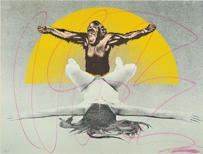 Mel Ramos,1935-2018, Farblithographie auf Silberfolie auf beschichtetem Karton, "Cheetahand Jane", 1969, 61 x 81 cm, handsigniert, datiert ...