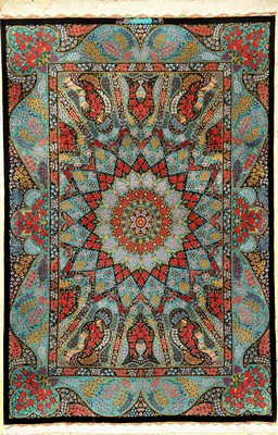 Sehr feiner Seiden Ghom "Djavid" (Signiert), Persien, ca. 10 Jahre alt, reine Naturseide, ca. 201 x 135 cm, EHZ: 1-2 (fachkundig ...
