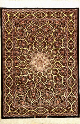 Feiner Esfahan "Azeri" (Signiert), Persien, ca. 10 Jahre alt, Korkwolle mit und auf Seide, ca. 158 x 112 cm, EHZ: 1-2 (fachkundig ...