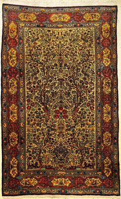 Seltener gelber Bidjar alt (Paradies Design), Persien, um 1940, Korkwolle, ca. 218 x 136 cm, EHZ: 2, sehr seltene Farbgestaltung, gute feine ...