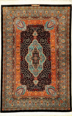 Sehr feiner Seiden Ghom "Masoud Rajabianpour" (Signiert), Persien, ca. 10 Jahre alt, reine Naturseide, ca. 210 x 141 cm, EHZ: 1-2 ...
