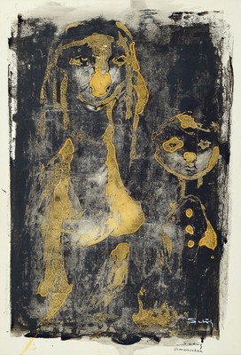 Lajos Sebök, 1910 Szeged (Ungarn)-1996 Neuss, "Urmenschen", sign., betitelt, unter Glas gerahmt, ca. 58x45 cm