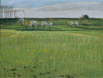 Werner Brand, geb. 1933 Löbau, lebt und arbeitet in der Pfalz, Ansicht aus Kuhardt, Pastell auf Papier, links unten signiert und dat. 83, ca. ...
