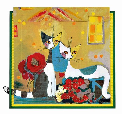 Rosina Wachtmeister, geb. 1939 Wien, international bekannte zeitgenössische Künstlerin , vorwiegend von Katzenmotiven, hier: Katzenpaar im ...