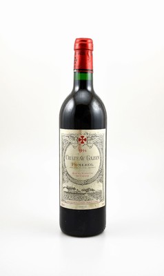 1 Flasche 1994 Chateau Gazin, Pomerol, ca. 75 cl, 12,5 % Vol., Füllstand: into neck, Etikett min. beschmutzt, unverkostet, Provenienz: Aus einer ...