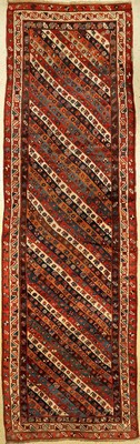 Streifen Teppich antik, Nordwestpersien, Ende 19.Jhd, Wolle auf Wolle, ca. 416 x 128 cm, sammelwürdig, EHZ: 3, dekorativ