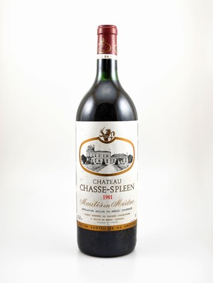2 Magnumflaschen 1981 Chateau Chasse-Spleen,Moulis-en-Medoc, je ca. 150 cl, 13 % Vol., Füllstände: je ca. into neck, gute Erhaltungszustände, ...