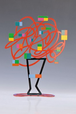 David Gerstein, geb. 1944 Jerusalem, Studium u.a. in Israel, Frankreich, England und USA, hier: "Red Bouquet", frei stehendes Metallobjekt ...