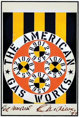 Robert Indiana, geb. 1928, Farbserigraphie, sign., dat. 97, unter Glas gerahmt, Motiv ca. 15x10 cm, gesamt ca. 45x35 cm