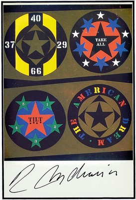 Robert Indiana, geb. 1928, Farbserigraphie, sign., unter Glas gerahmt, Motiv ca. 15x10 cm, gesamt ca. 35x35 cm